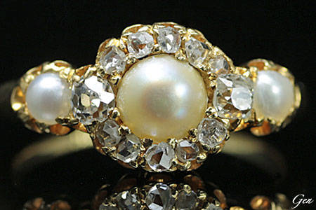 天然真珠 スプリットパール ハーフパール リング 指輪 アンティークジュエリー