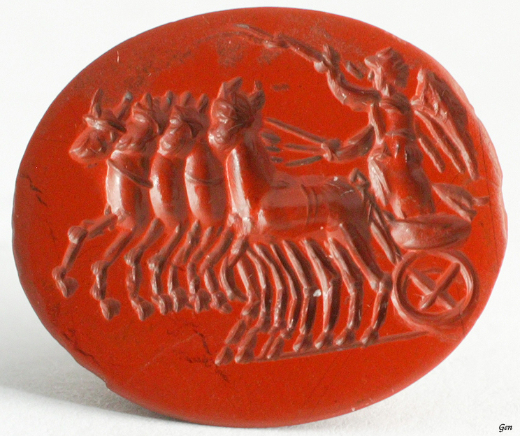 クアドリガに乗った勝利の女神ニケ 古代ローマ インタリオ アンティーク