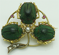 【アンティーク•ヴィンテージ】黄金虫ブローチ　コガネムシ　昆虫 リアルなコガネ虫ブローチ緑】黄金虫コガネムシ動物ピンバッジ