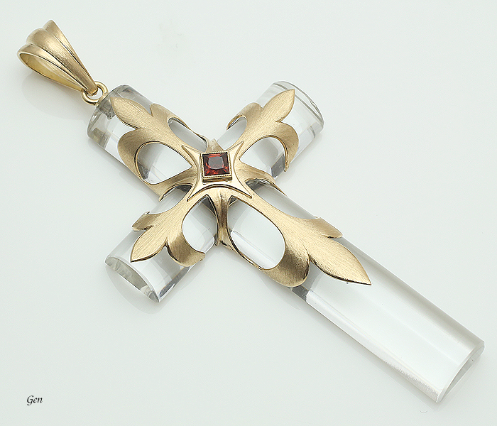 天然のロッククリスタル（水晶） クロス ペンダント 天然石クロス