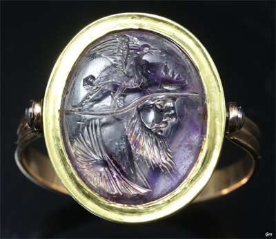 古代ローマ　アウグストゥス帝時代　アメシスト　インタリオ　リング　指輪　アンシェントジュエリー