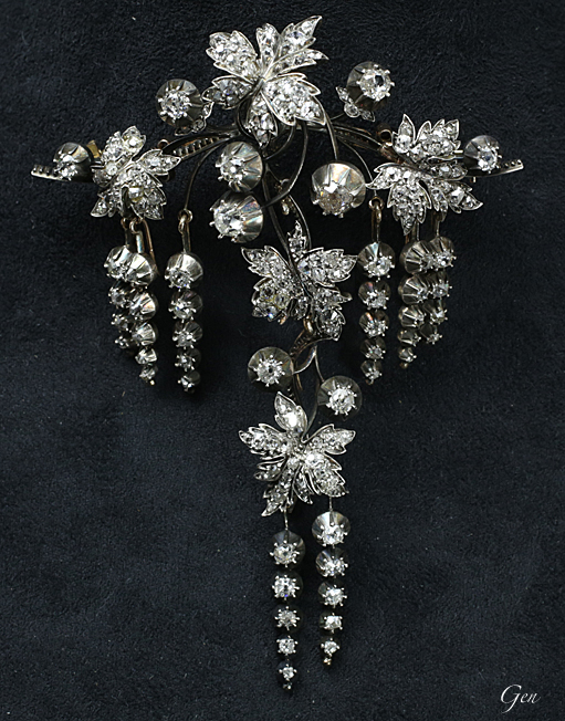 19世紀中期　ダイヤモンド　ブローチ　