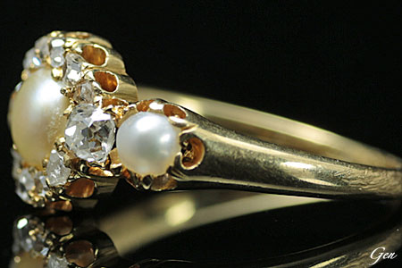 天然真珠 スプリットパール ハーフパール リング 指輪 アンティークジュエリー