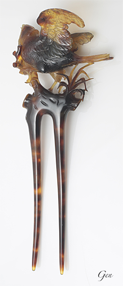 べっ甲細工 飾り櫛 日本 鳥 アンティークジュエリー ｜ルネサンス