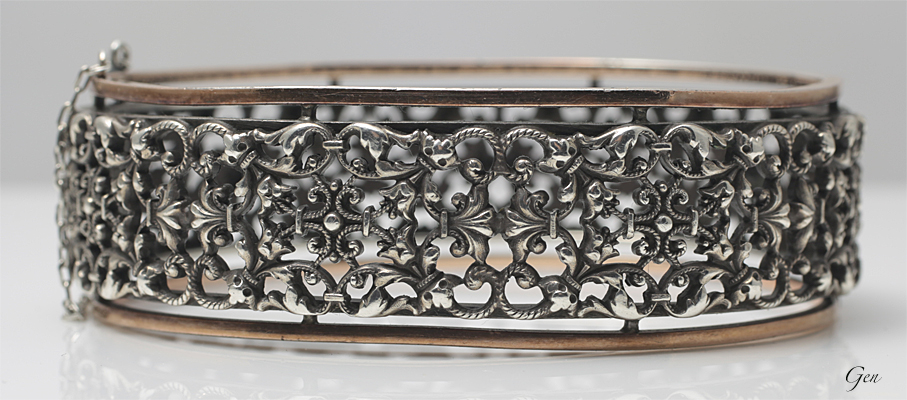 シルバー バングル フランス アンティークジュエリー