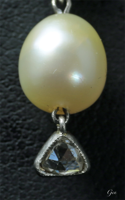 天然真珠、トライアングルカット・ローズカットダイヤモンド